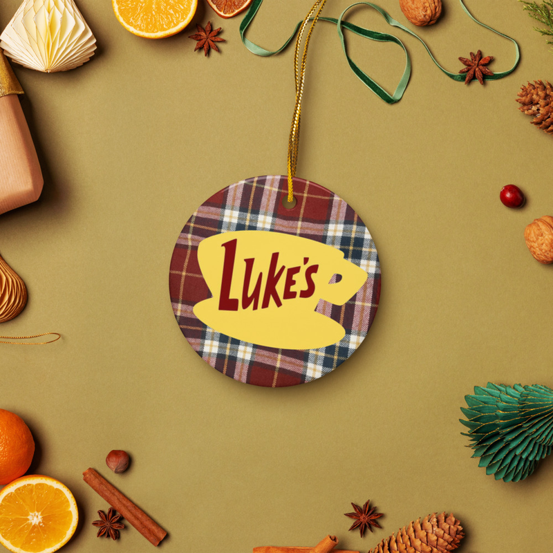 Luke’s Red Plaid ceramic ornament
