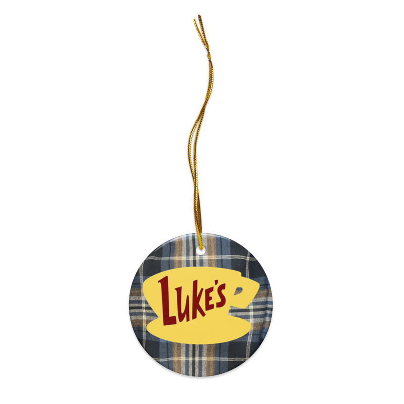 Luke’s blue plaid ceramic ornaments