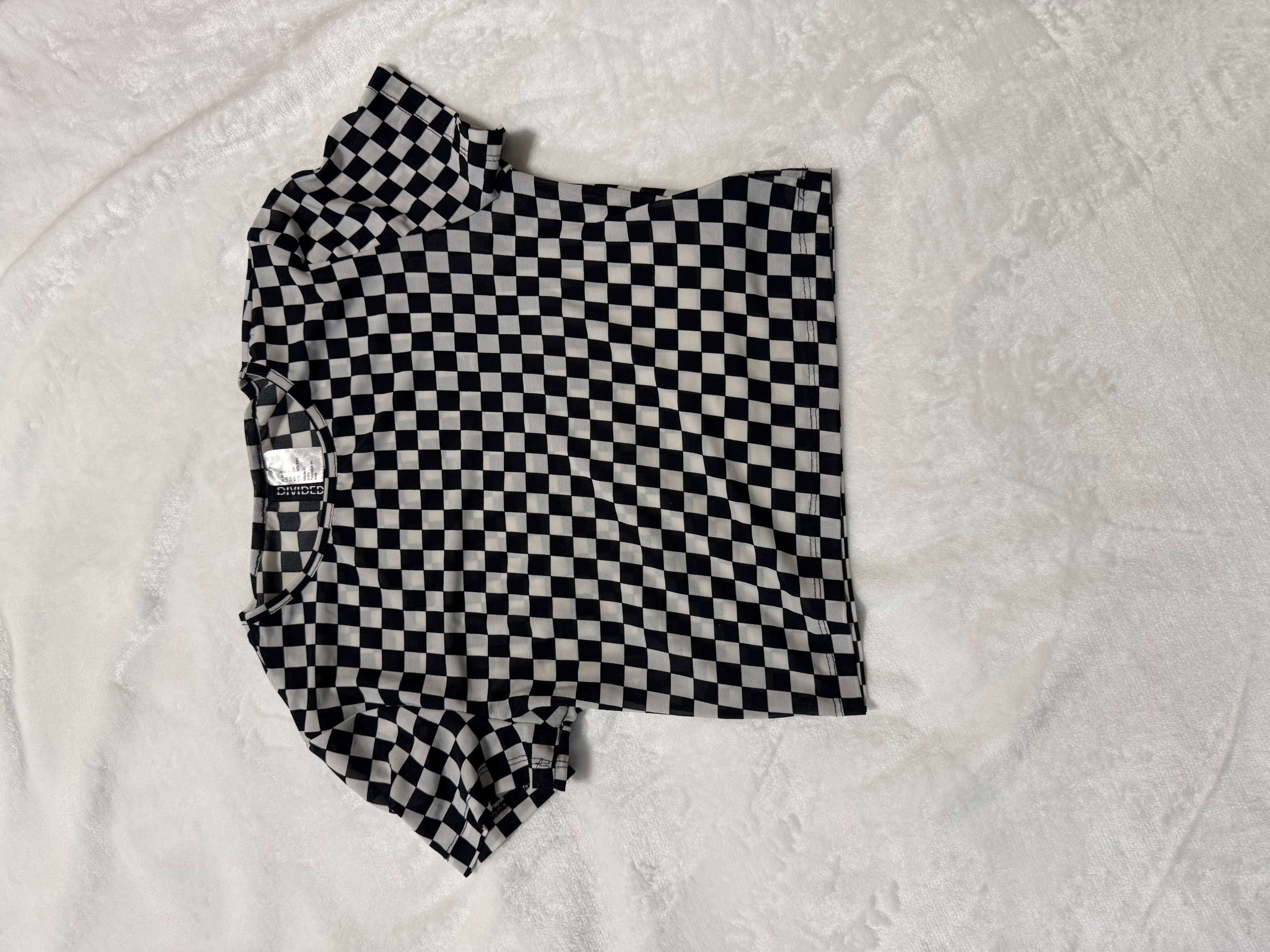 Checkered Black and White T-Shirt US S
