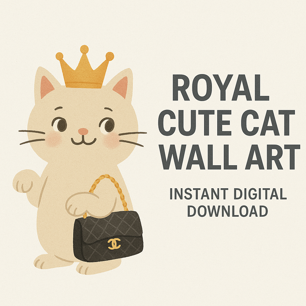 Royal Cat Wall Art w/ Luxury Handbag