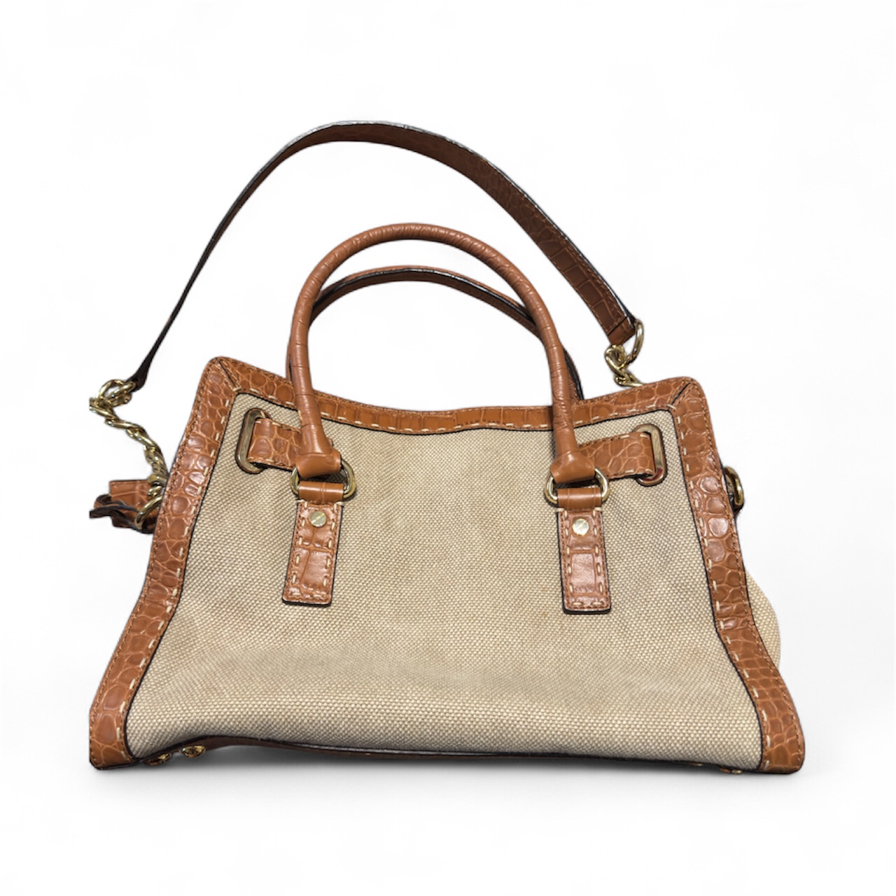 Michael Kors Beige Canvas and Leather Handbag