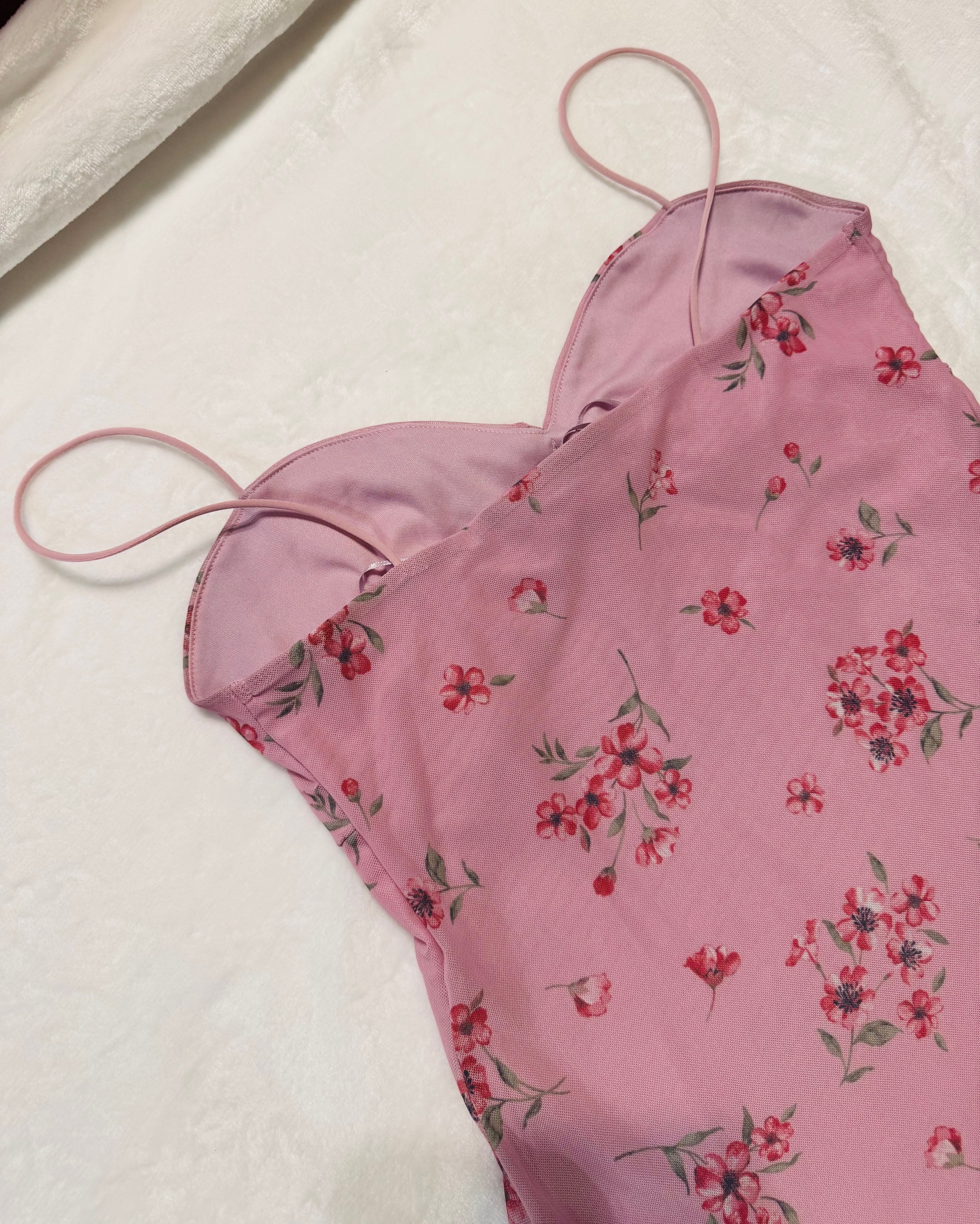 Pink Floral Slip Dress US S