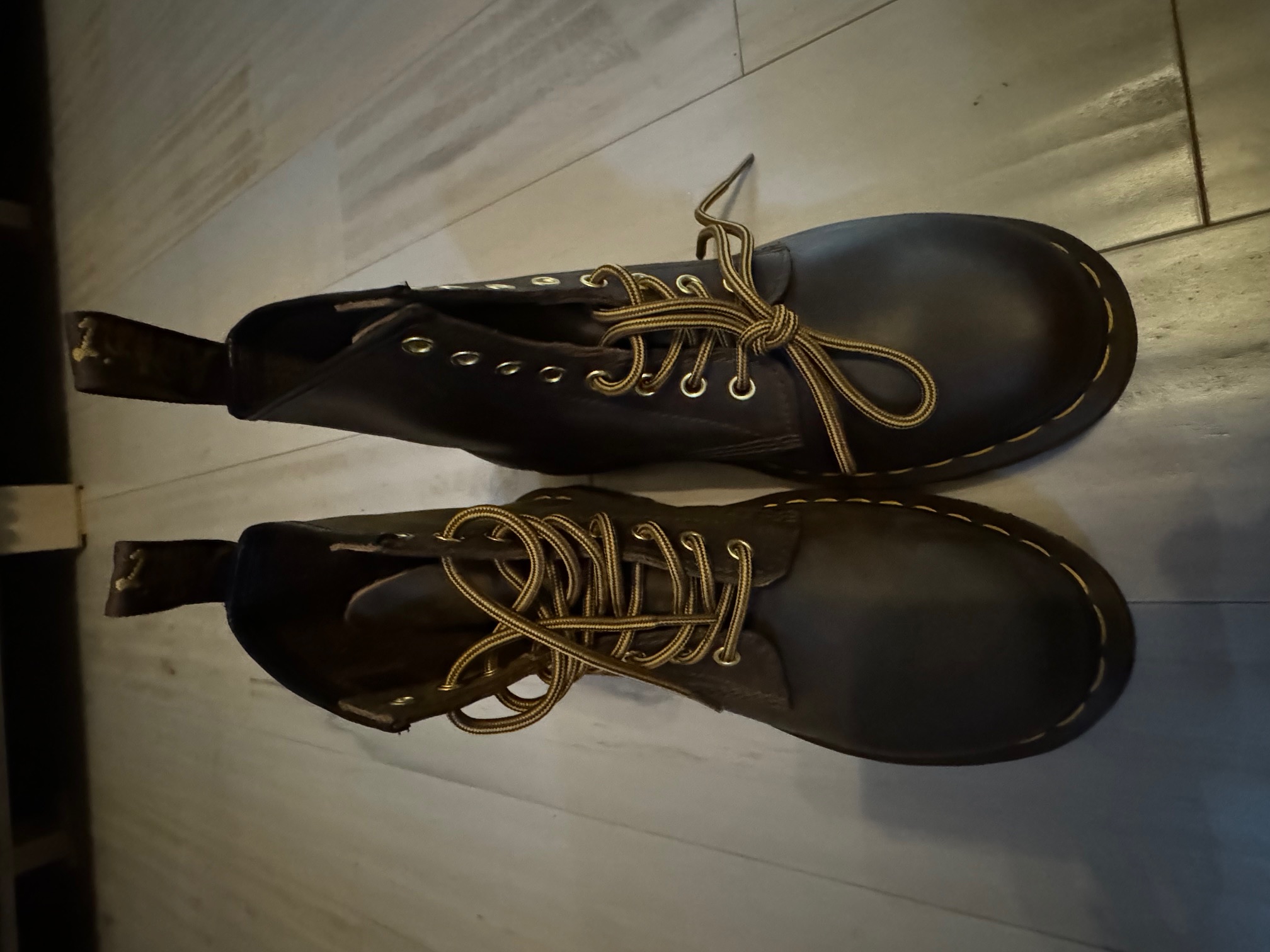 Dr Martens Black Leather Lace-Up Boots US 8 Women