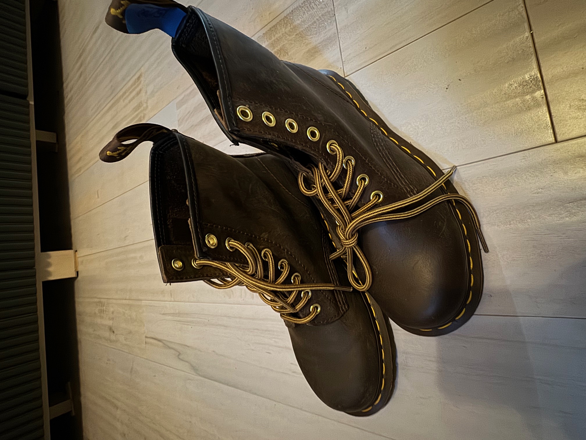 Dr Martens Black Leather Lace-Up Boots US 8 Women