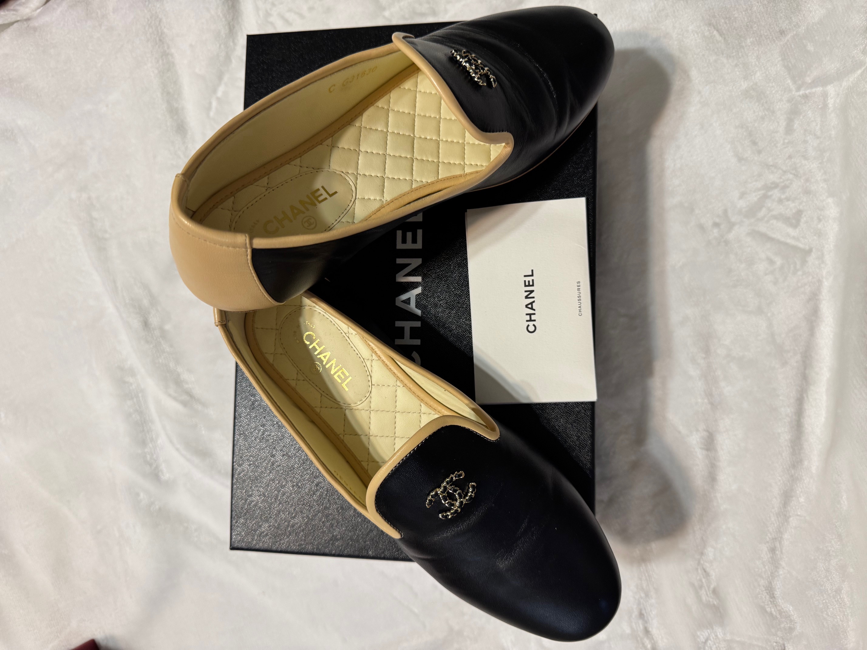 Chanel Black Leather Loafers