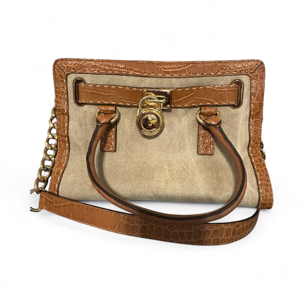 Michael Kors Beige Canvas and Leather Handbag