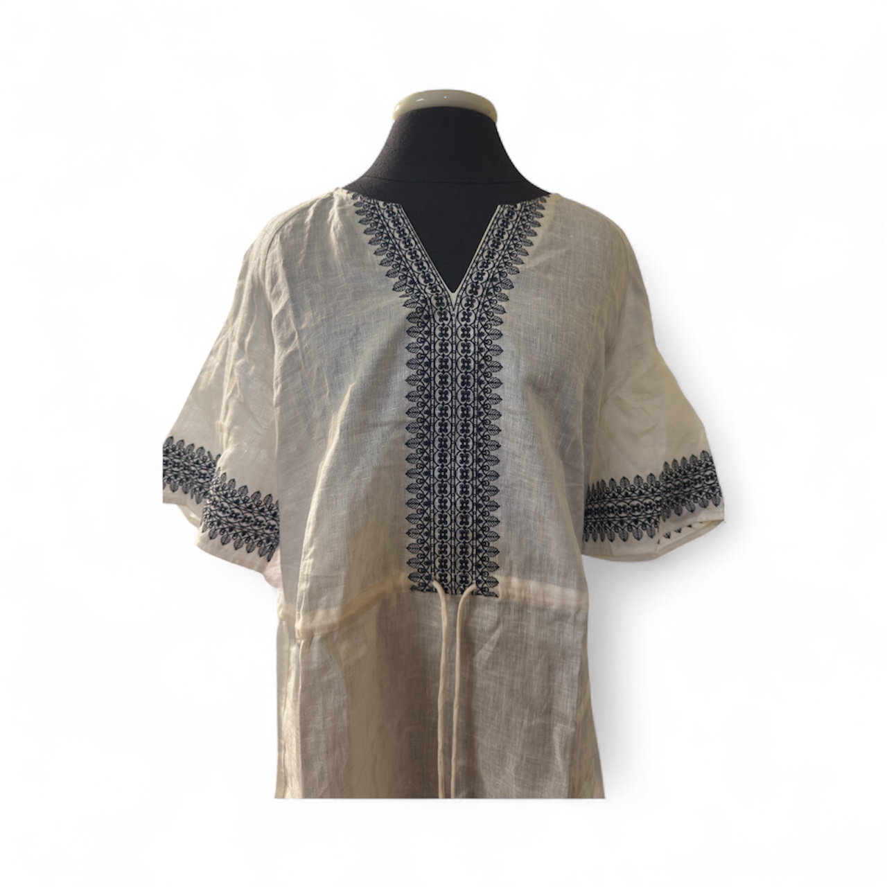 Tory Burch Embroidered Linen Tunic size M