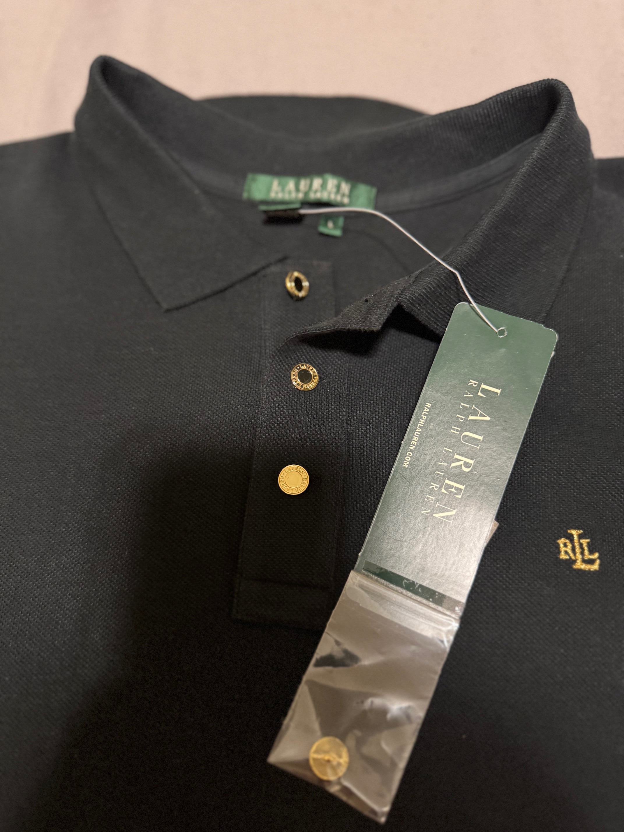 Ralph Lauren Women's Black Polo Shirt size L