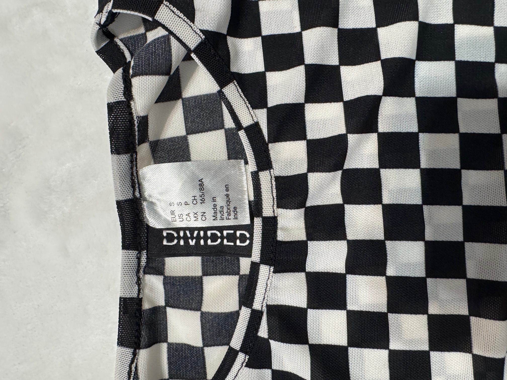 Checkered Black and White T-Shirt US S