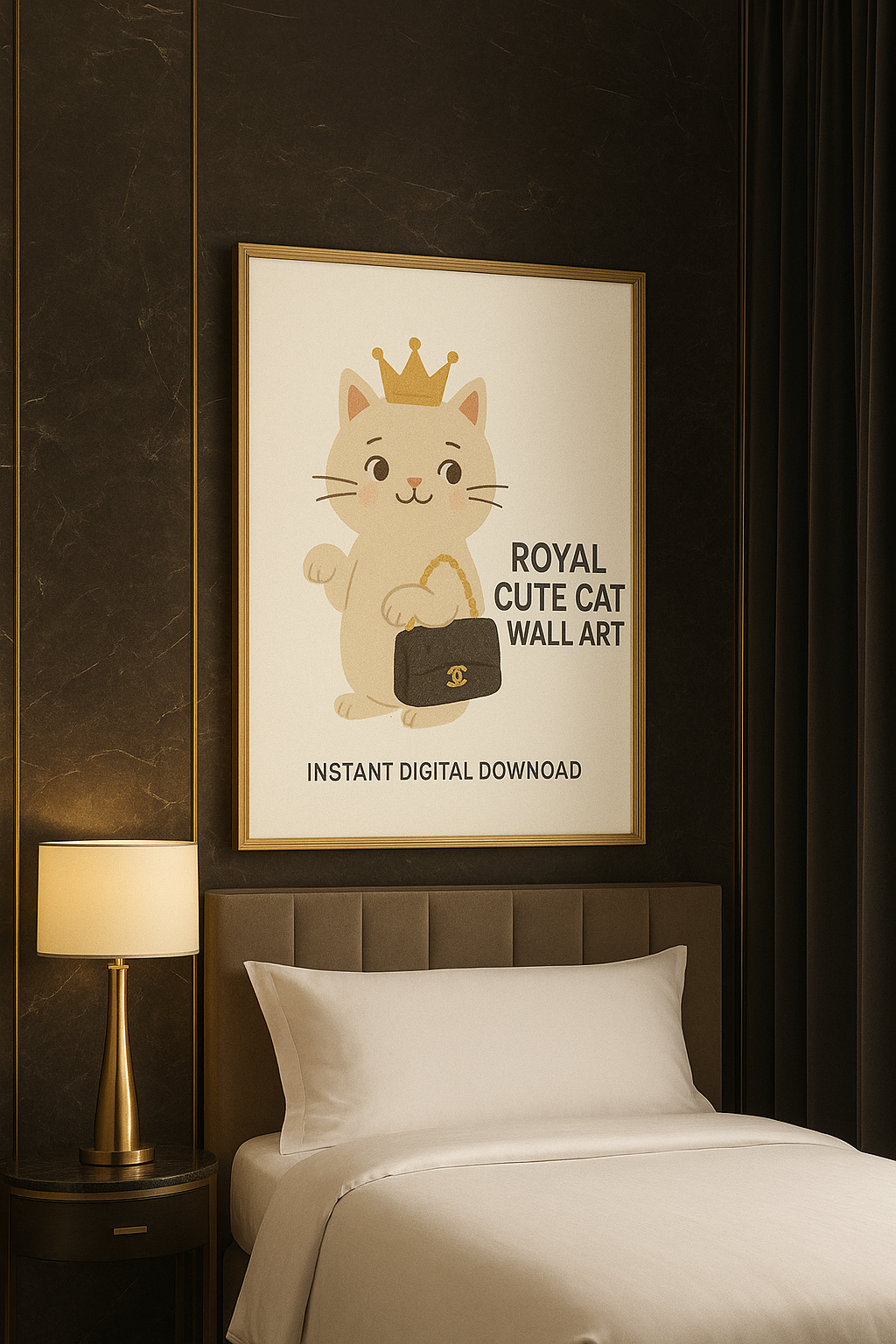 Royal Cat Wall Art w/ Luxury Handbag