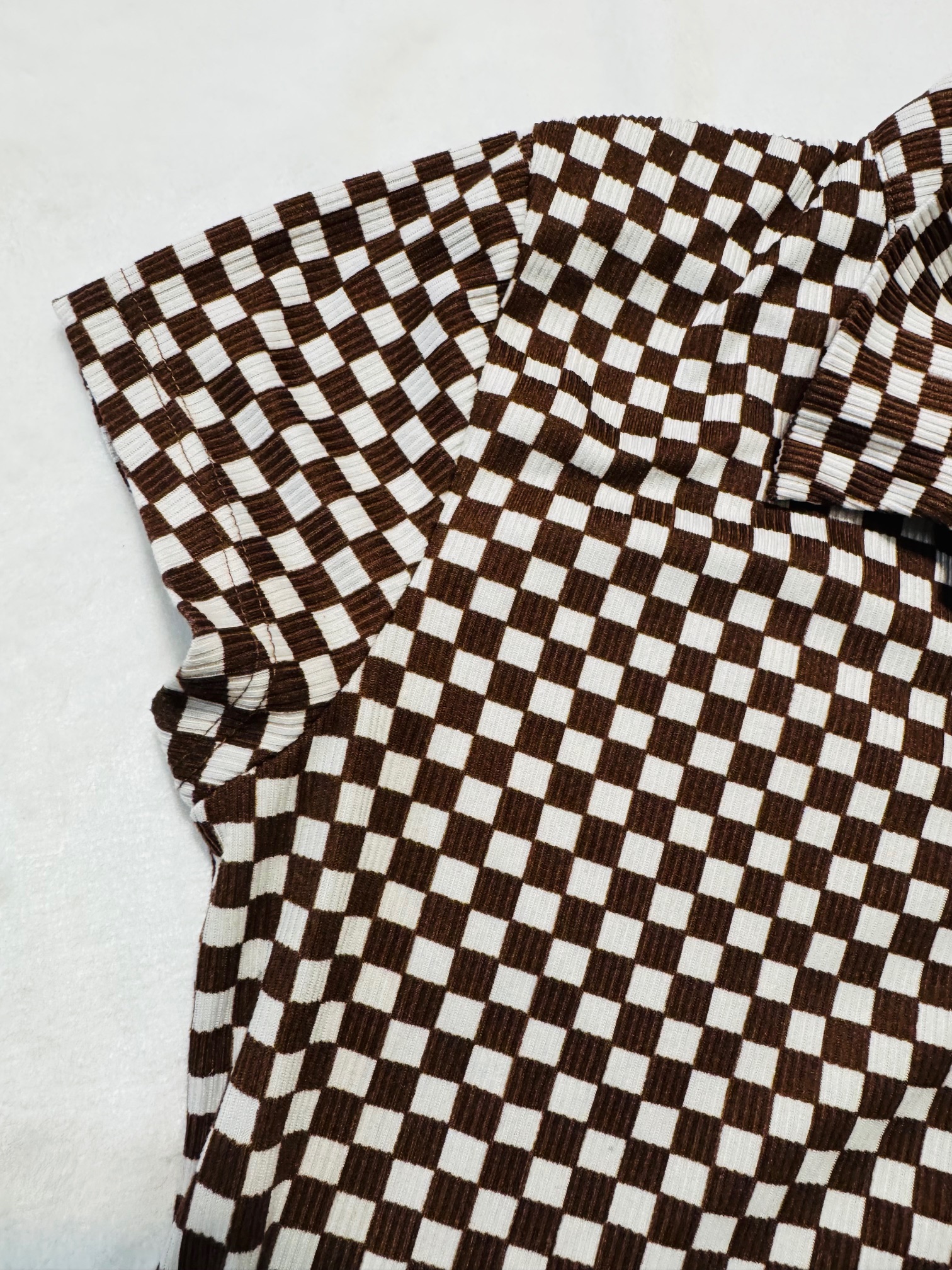 Checkered Short Sleeve Blouse size M