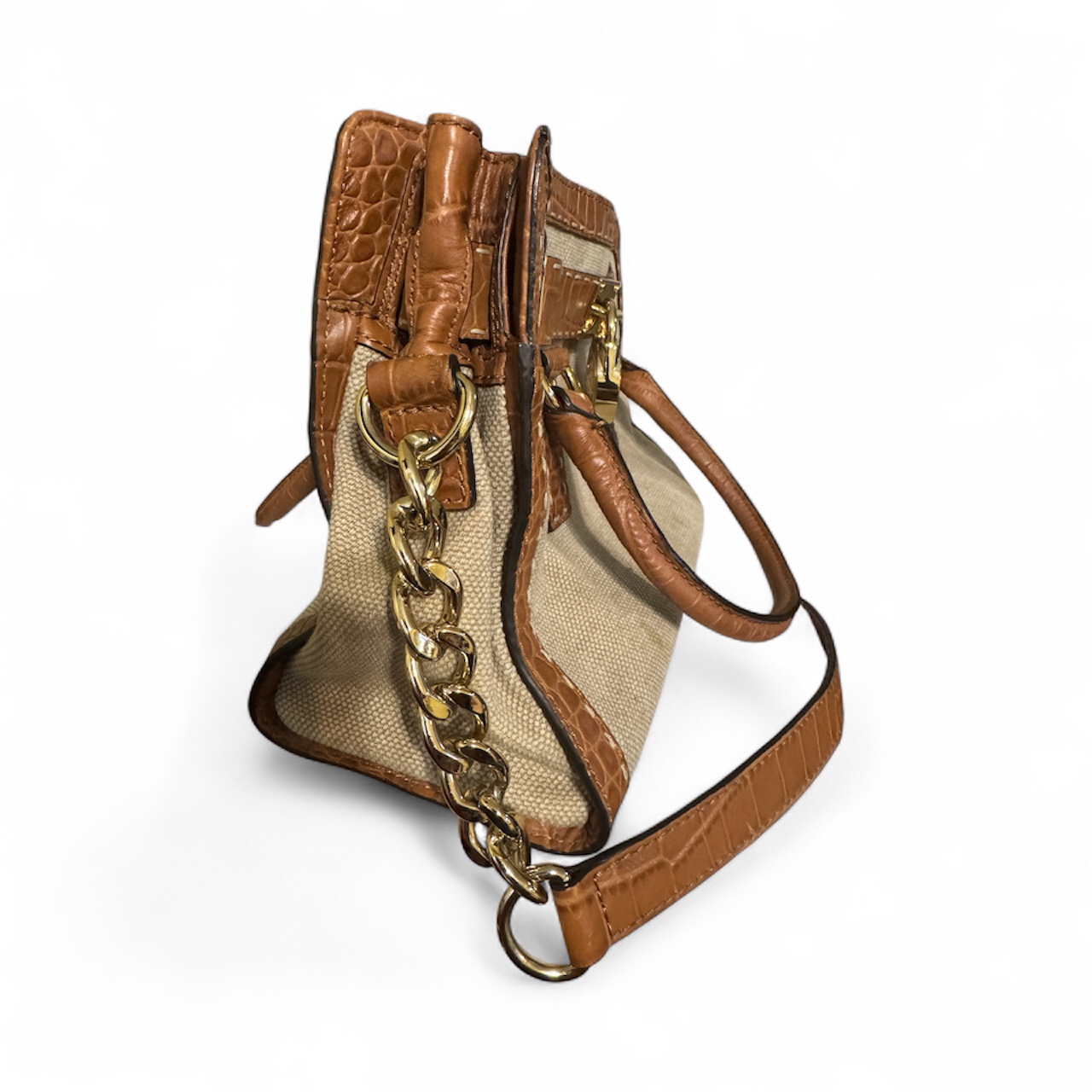 Michael Kors Beige Canvas and Leather Handbag