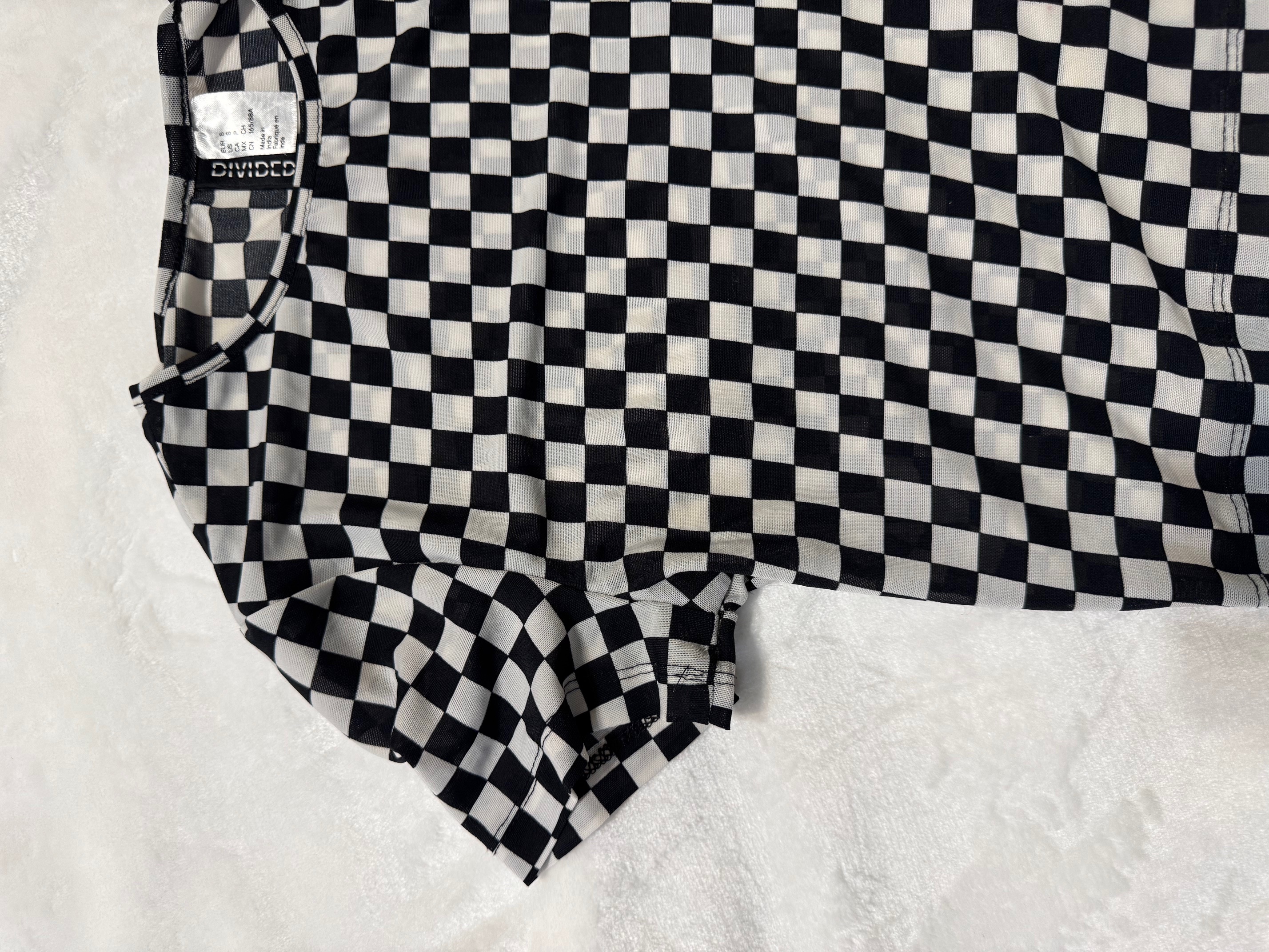 Checkered Black and White T-Shirt US S