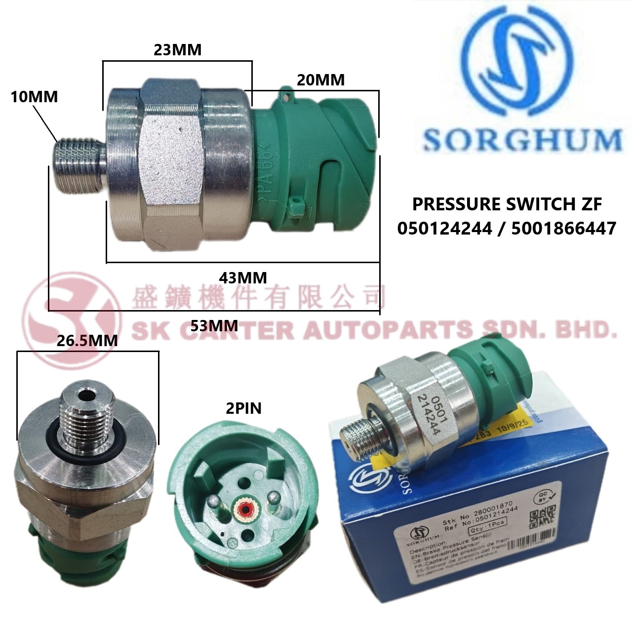 SORGHUM ZF ISUZU 9S PRESSURE SENSOR 050124244
