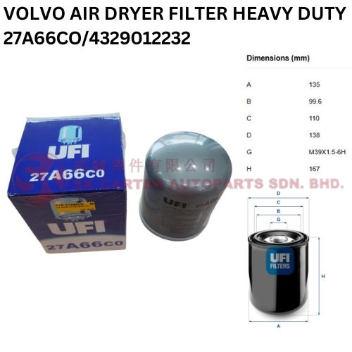 UNIVERSAL VOLVO SCANIA MERCEDES CHINA TRUCK Air Dryer Filter Heavy Duty 27A66C0 4329012232 4329012472