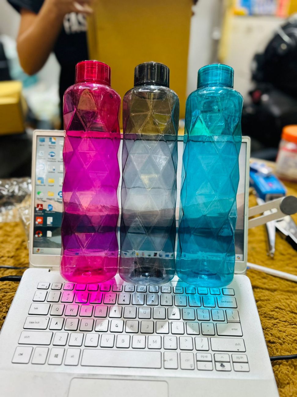 Set of Three Geometric Water Bottles