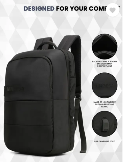 Black PU Backpack