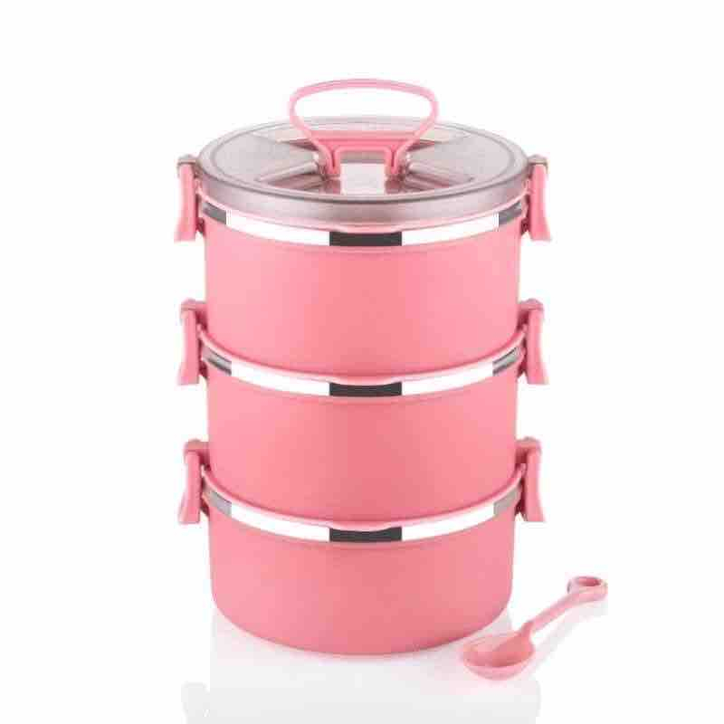 Three-Tier Pink Lunch Box