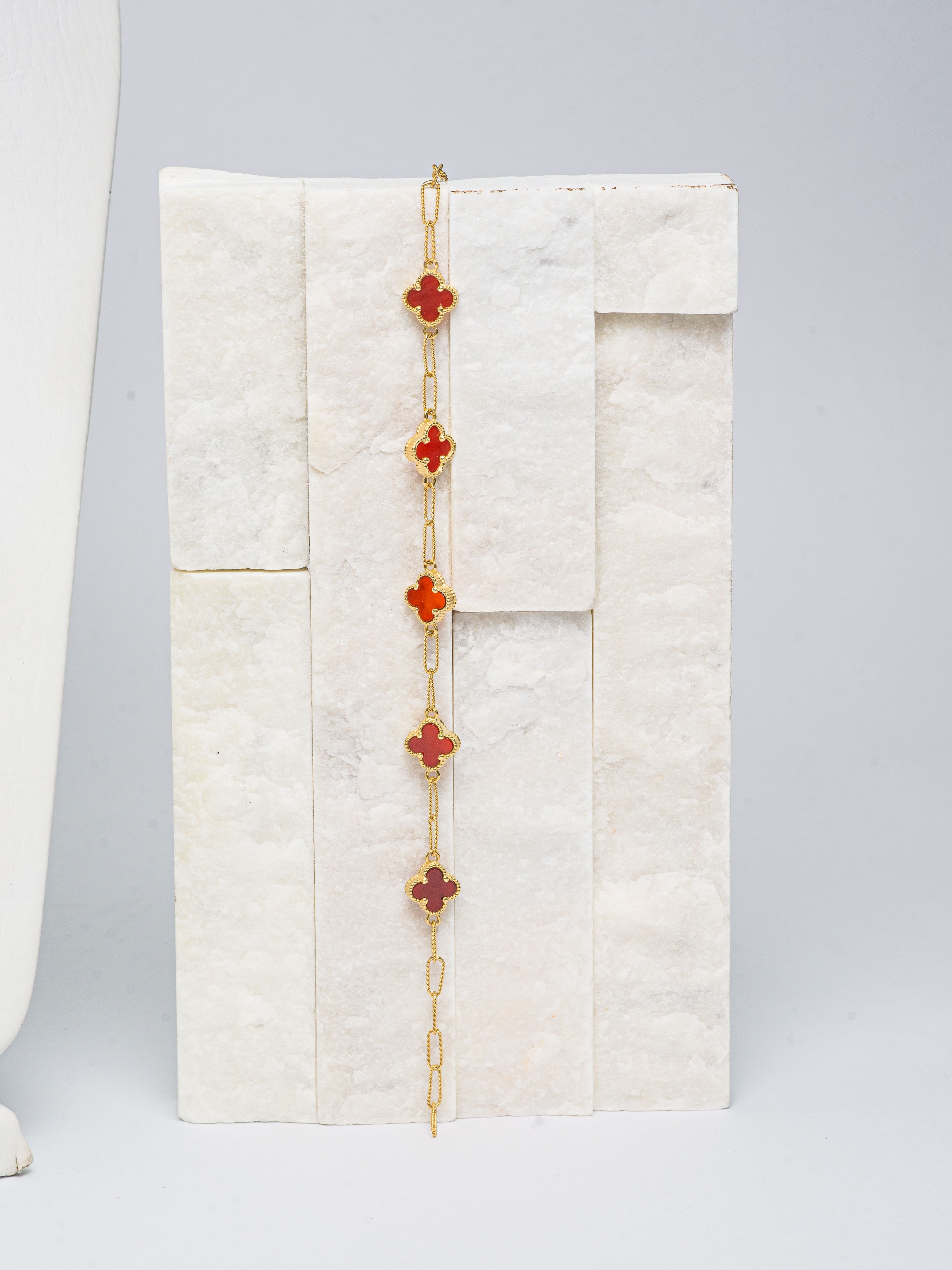 Juego Van Cleef Rojo Oro 18K Elegante