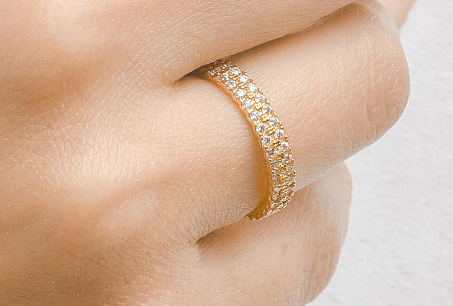 Anillo doble linea diamante Sofisticado