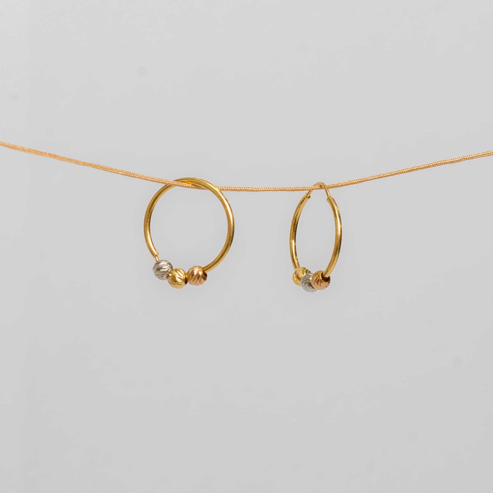 Candongas Esferas 3 oros 18K Radiante