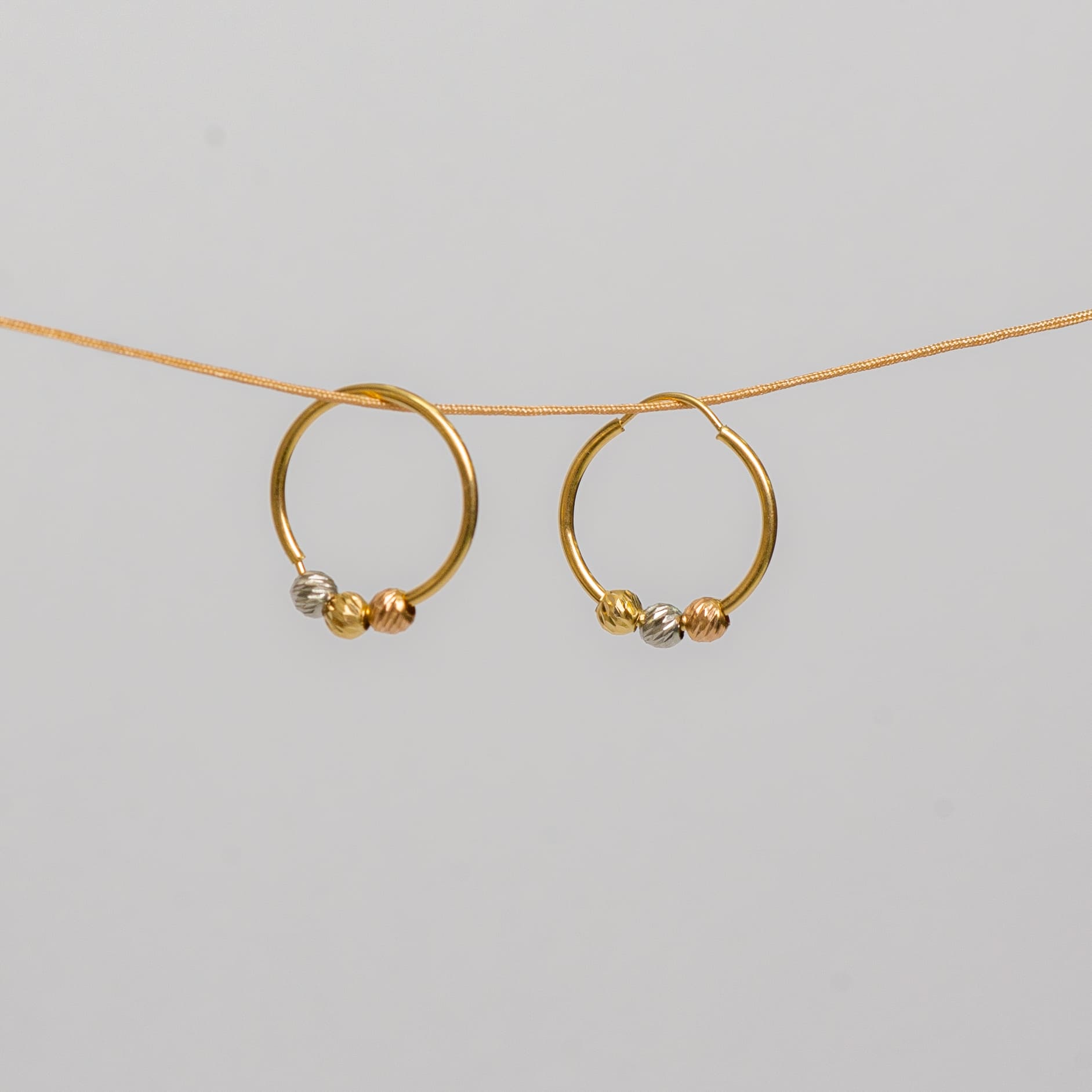 Candongas Esferas 3 oros 18K Radiante