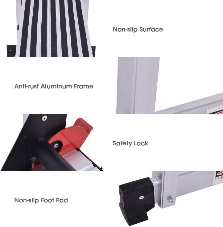 Capacidad plegable antideslizante de aluminio del taburete de la mampostería de yeso del banco de trabajo de la plataforma 330lbs