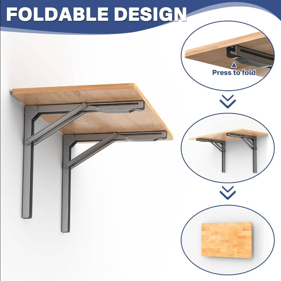 Banco de trabajo plegable montado en la pared que ahorra espacio, mesa de pared plegable resistente para garaje, taller, soporta hasta 550 libras (tamaño de la mesa: 47.25 x 22.75 pulgadas)