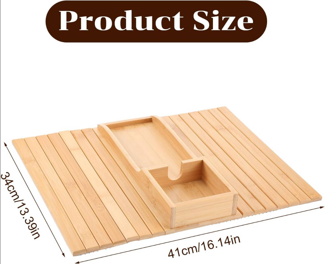 Bandeja de bambú para reposabrazos de sofá, bandeja de brazo desmontable con clip en el sofá, soporte para tazas, antideslizante, plegable, funda de mesa para sofá, aperitivos, teléfono, bebidas, sala