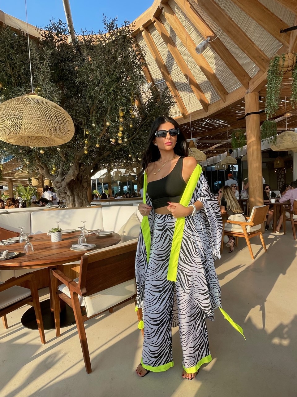 Women Zebra kimono Pants Set 