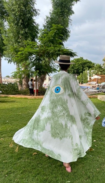 Luxury Green Tie Dye Eye Embroidered Kimono