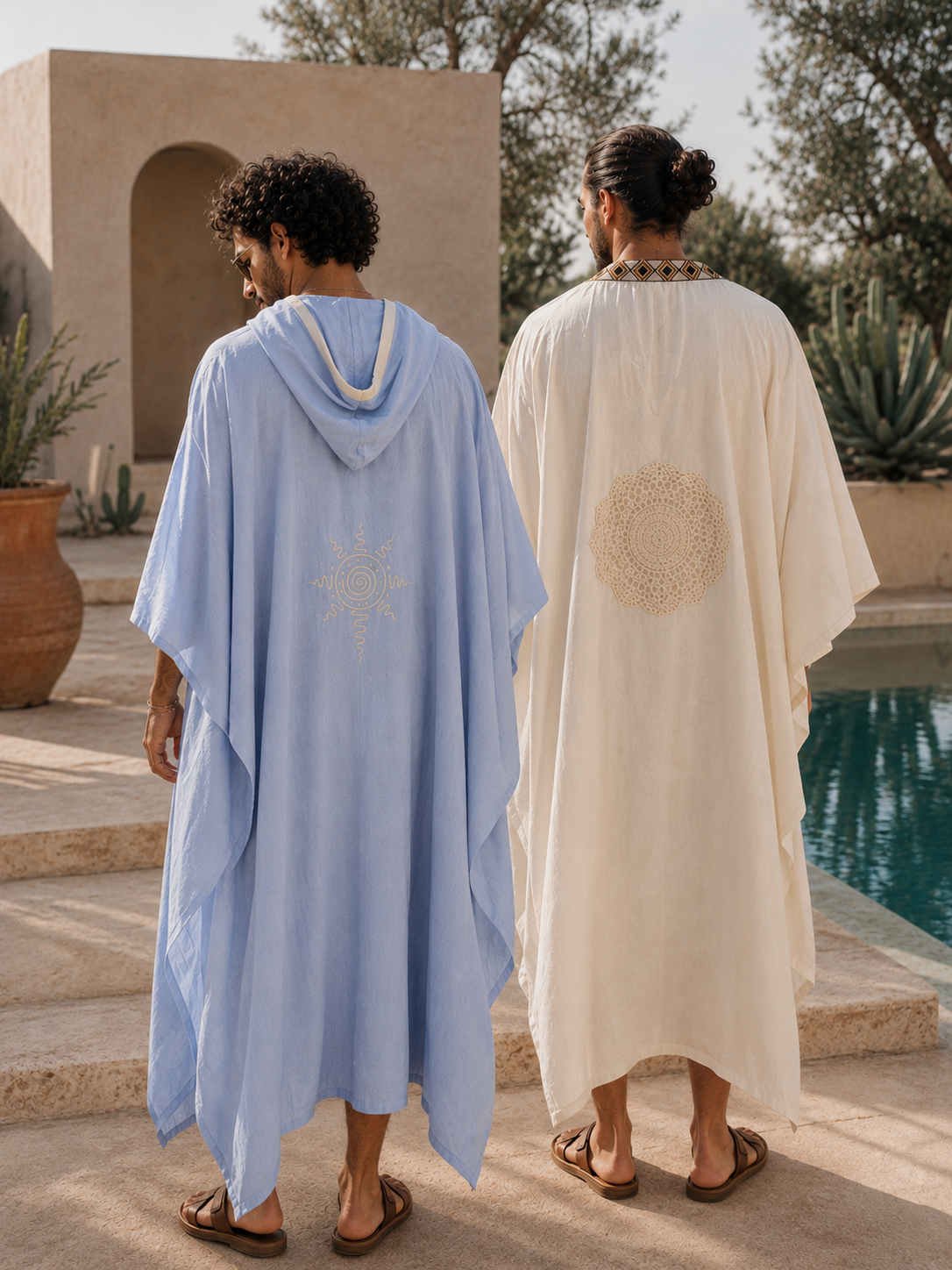 Men’s Tribal Beige Crochet embroidered Kimono