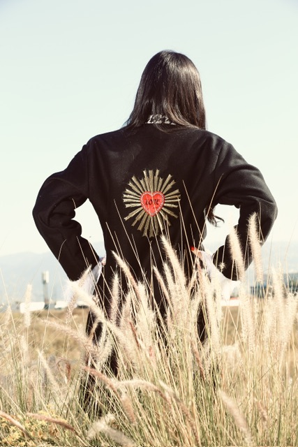 Women Luxury embroidered Love Long Black Kimono