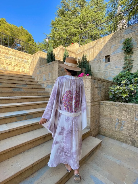 Luxury Tie Dye Colorful  Wings Purple Kimono