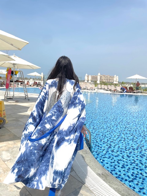 Blue Tie Dye  Silver Wings kimono Set