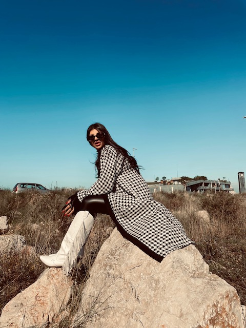 Luxury Heart Embroidered houndstooth Long Winter Kimono
