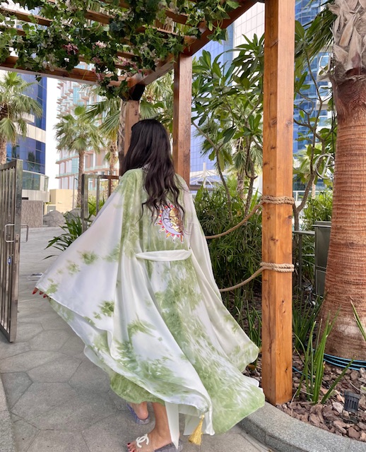 Women Tie Dye Sun and Moon Embroidered Kimono
