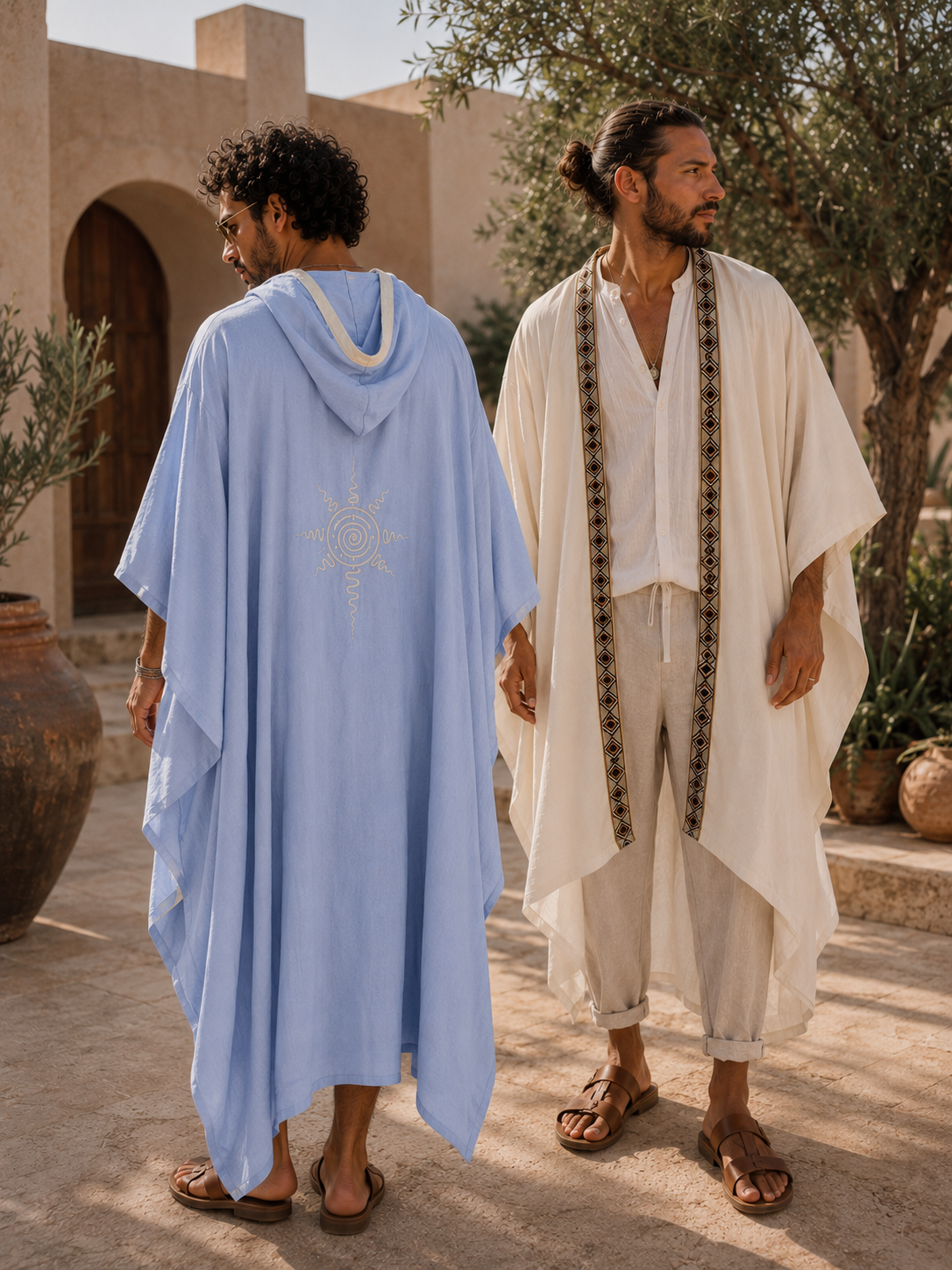Men’s Tribal Beige Crochet embroidered Kimono