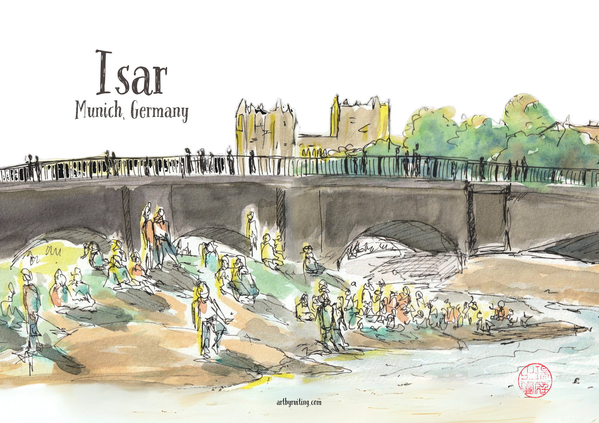 Isar, Munich Postcard