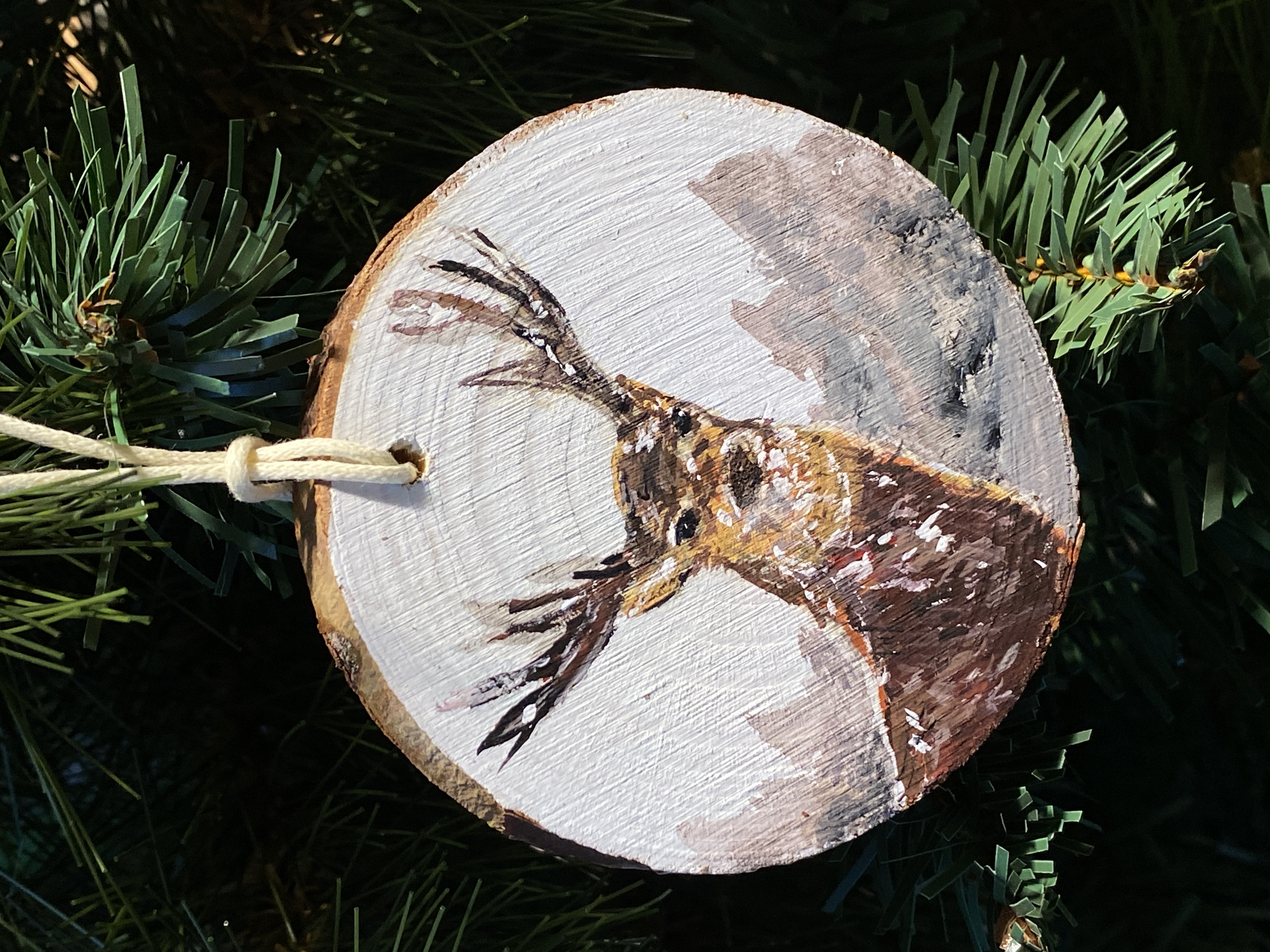 Hand-painted Wooden Deer Ornament