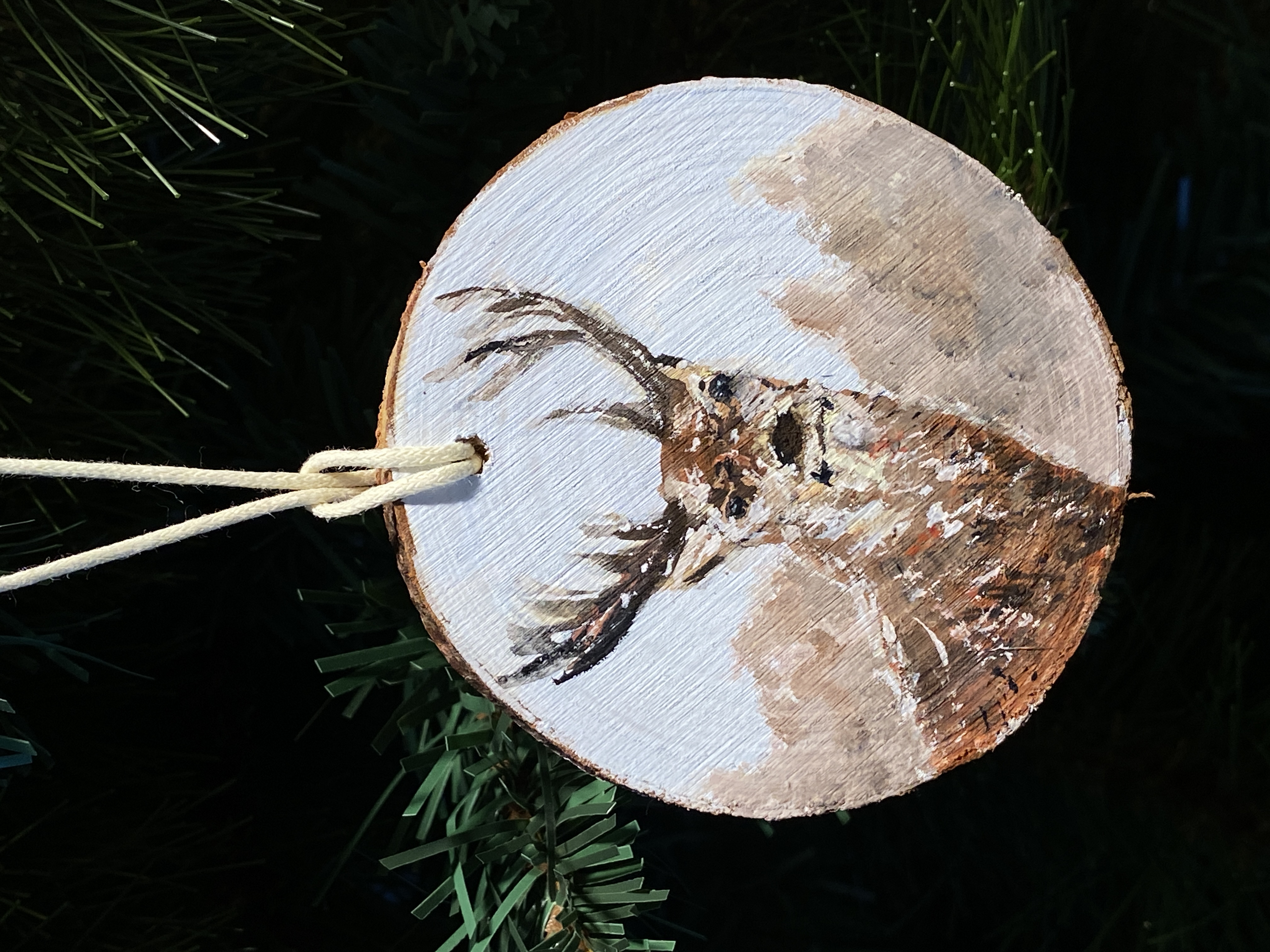 Hand-painted Wooden Deer Ornament
