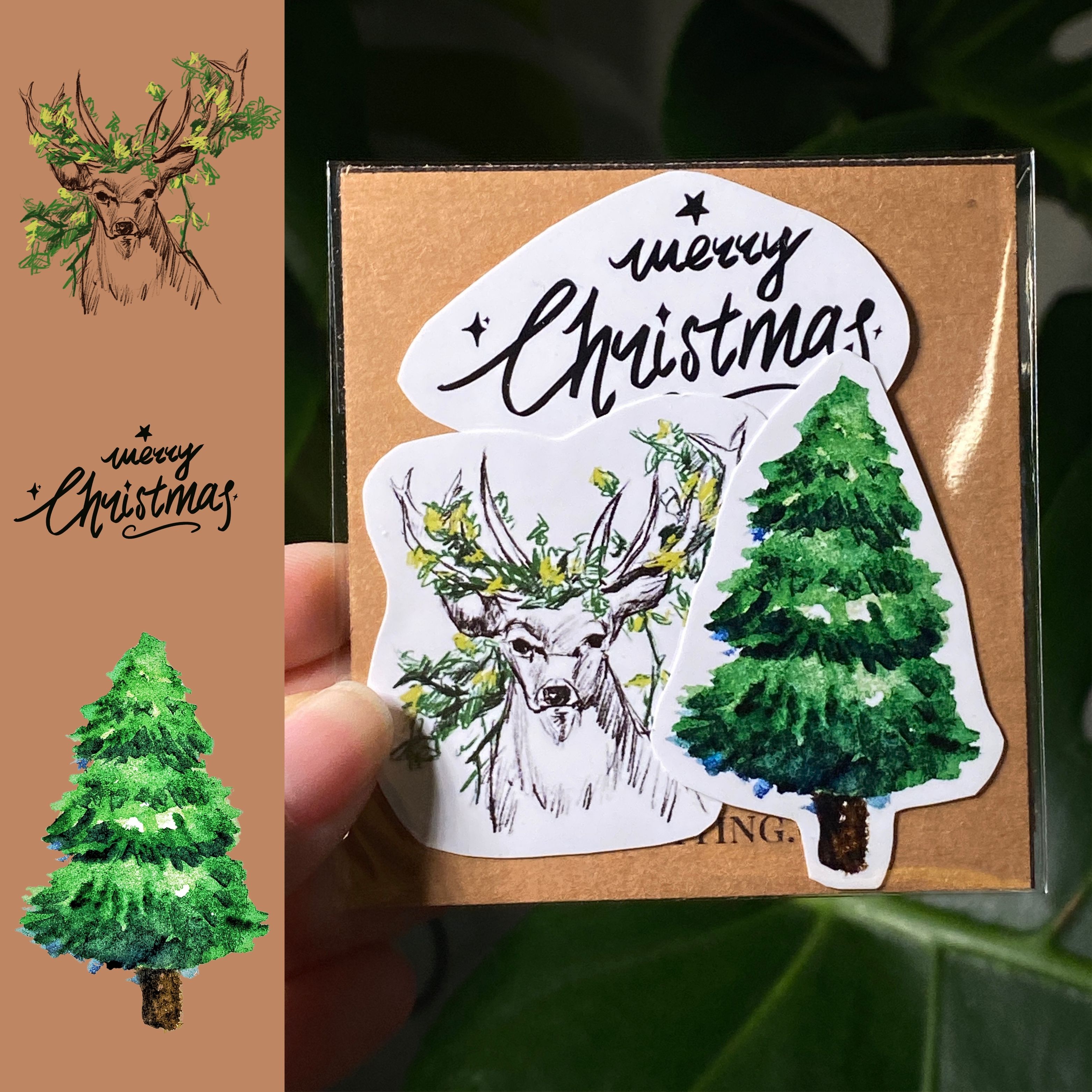 Reindeer Christmas Sticker Set