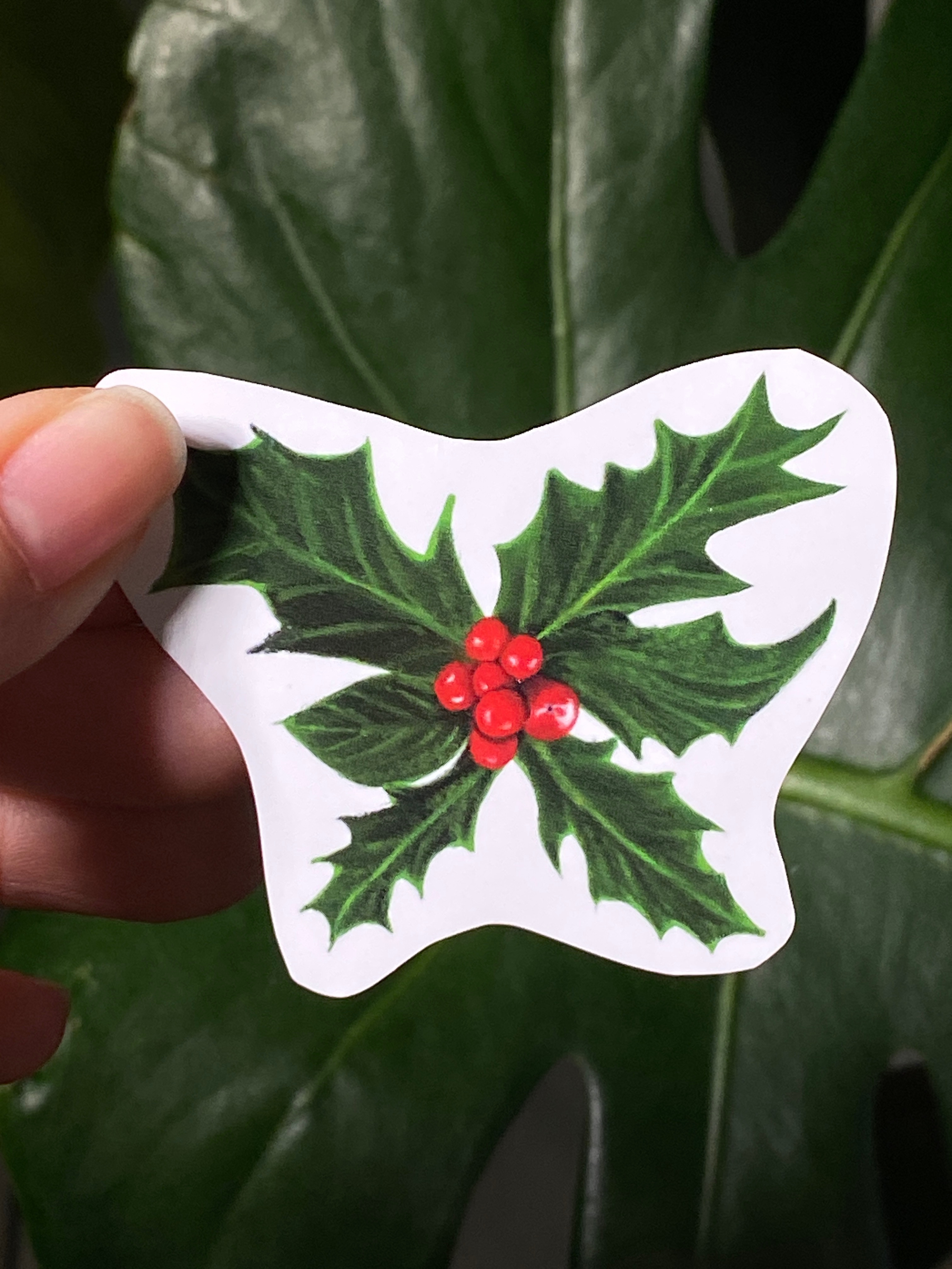 Cute bow & holly berries sticker set