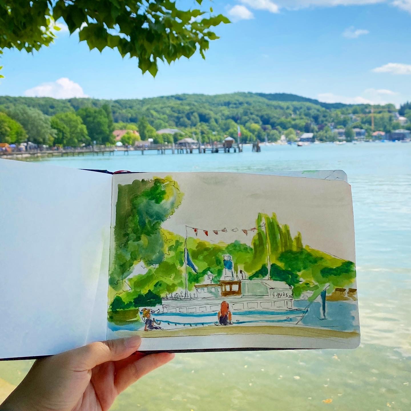 Starnberger See Watercolor Postcard