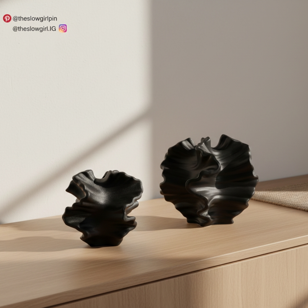  Minimalist Black Sculptural Flower Vases (Set)