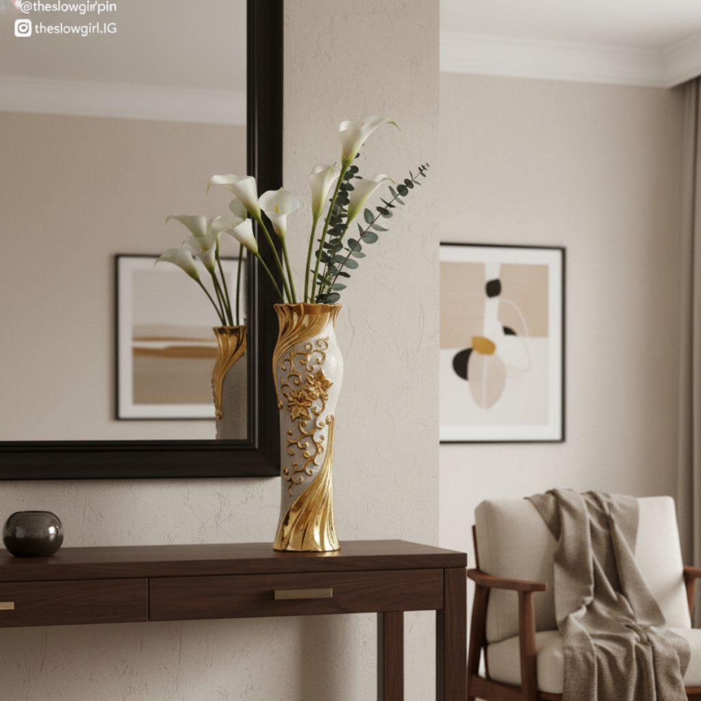 European Palace Carved Ceramic Vase