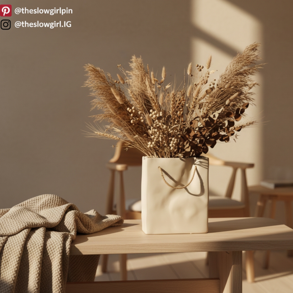 Crinkled Paper Bag Ceramic Vase