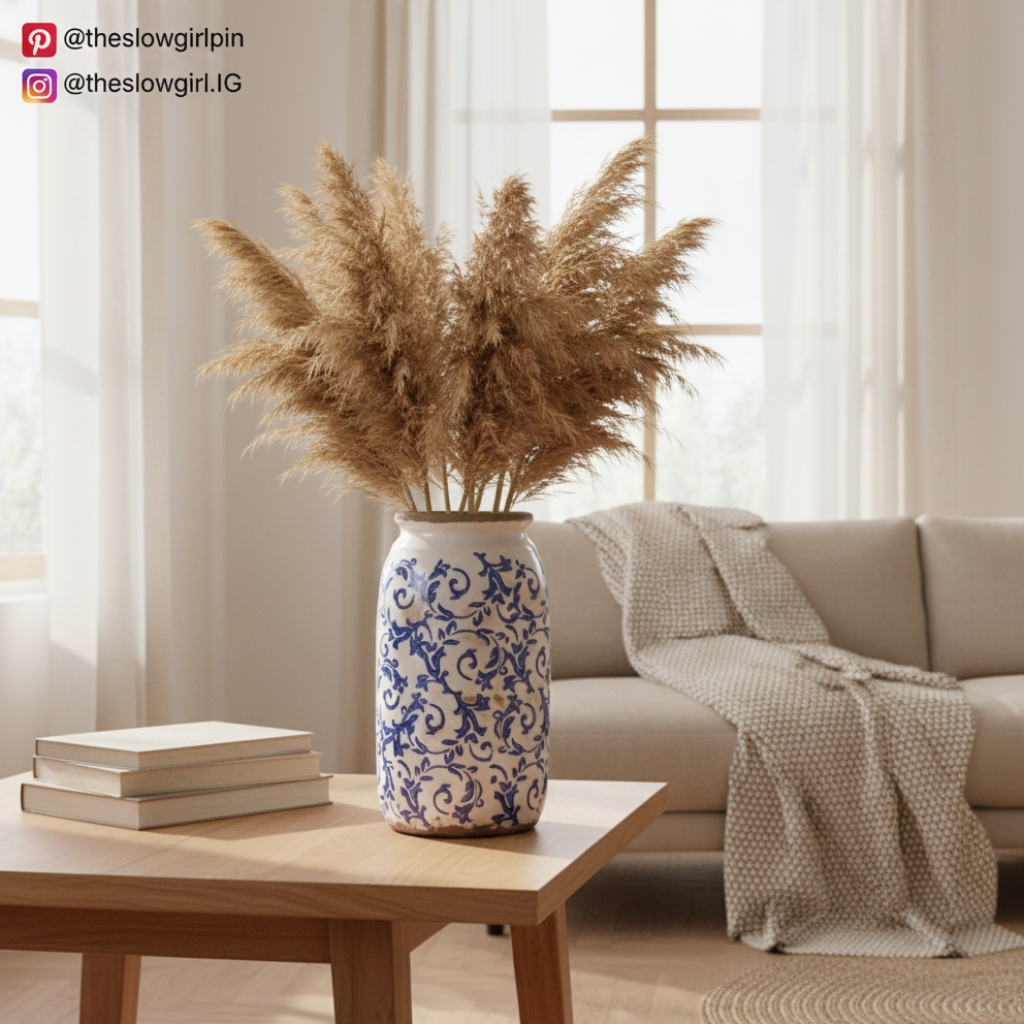 Blue White Rustic Ceramic Vase