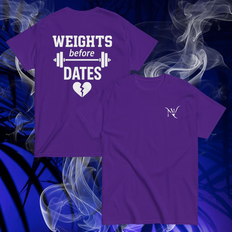 Weights Before Dates | Gym Motivational Graphic Tee | GymRat T-Shirt