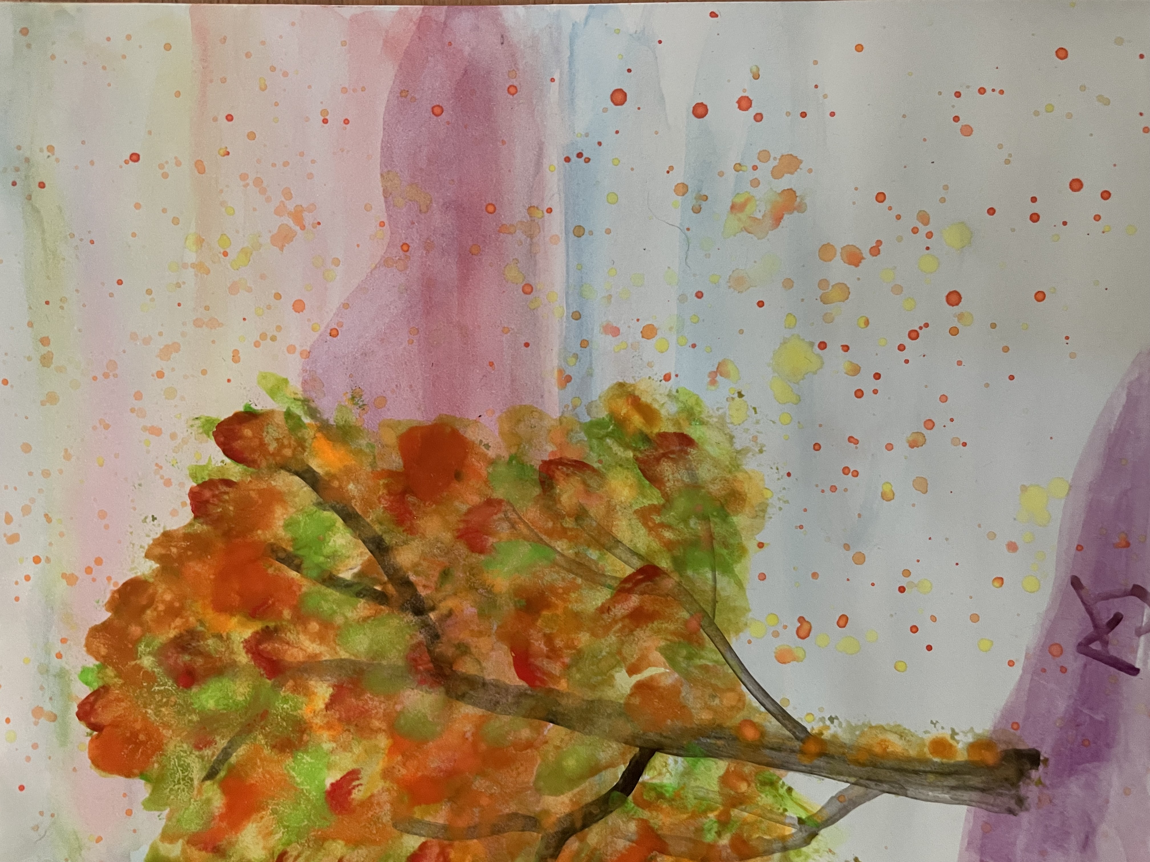 Handmade Autumn Tree Painting